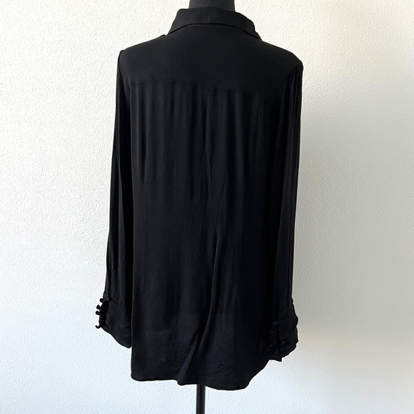 Soft Surroundings Poet Blouse Large Black Ruffle Long Sleeve - Picture 3 of 10
